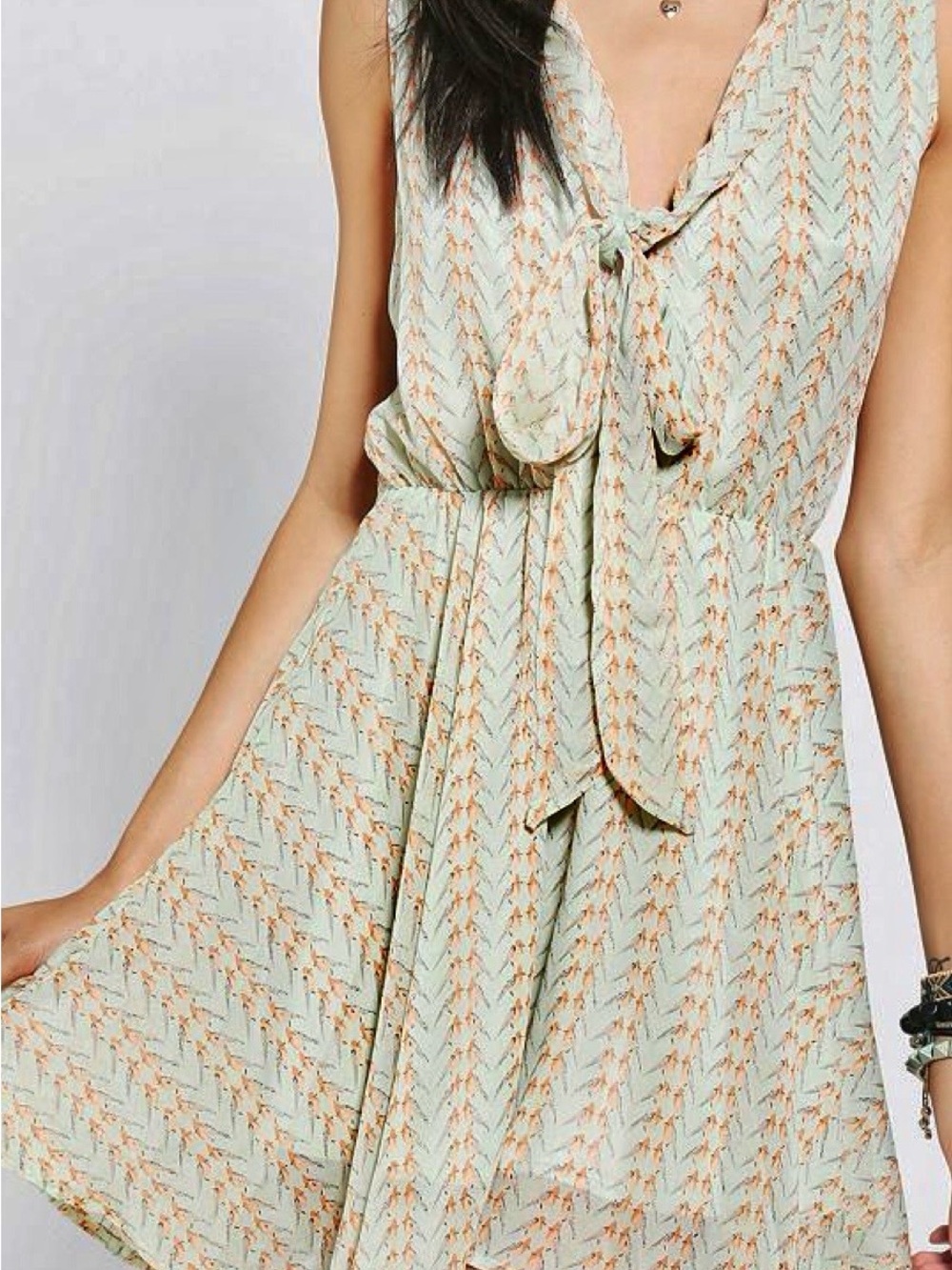 Urban Outfitters | hazel | Tie-Neck Flowy Mini Dress